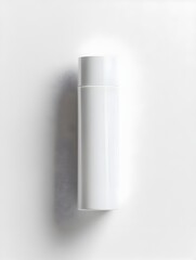 Cylindrical Plastic Bottle with Flip-Top Cap for Body Lotion on White Background