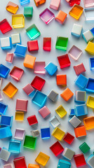 Obraz premium colorful square pieces of glass for the background, Murano Glass Pieces. Detailed Mosaic Patterns in colors