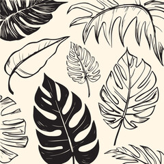 botanical leaf sketch, black outline