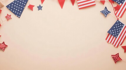 Obraz premium Labor Day flag decorations, patriotic display, flat design illustration
