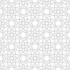 Seamless Islamic pattern consisting of interlocking lines on a white background. Suitable for various creative projects or decorative elements.