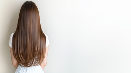 「光沢を放つ栗色の髪 - 背中から見たエレガンス」