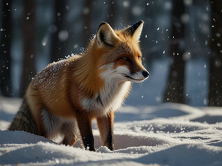 Obraz premium red fox in snow