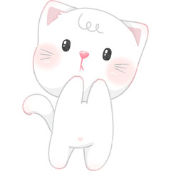 White Cat Sticker, cute animal clipart