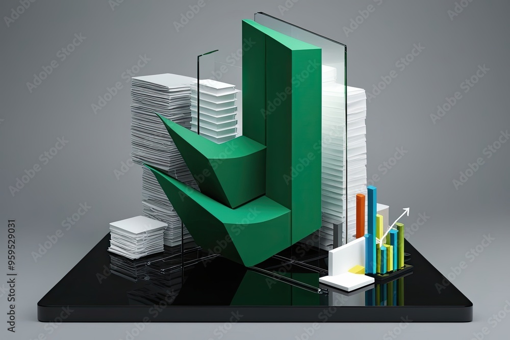 Aufkleber dynamic excel app with striking three-dimensional representation on a black platform