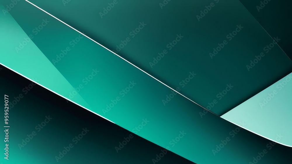 Poster abstract geometric background with overlapping shapes in shades of green.