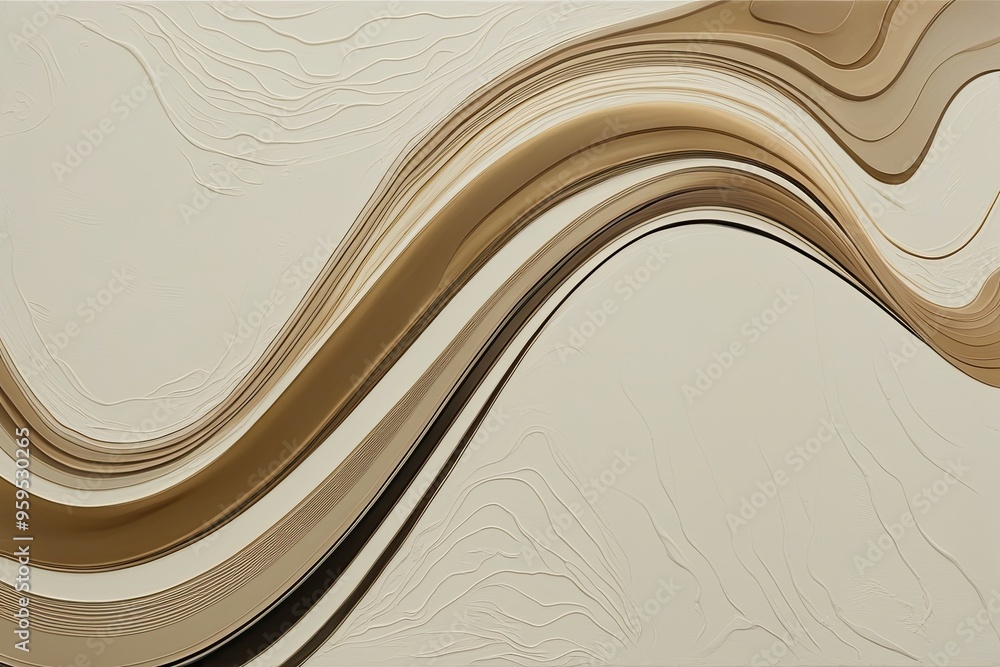Poster soft ivory abstract canvas art with wave design and fluid texture