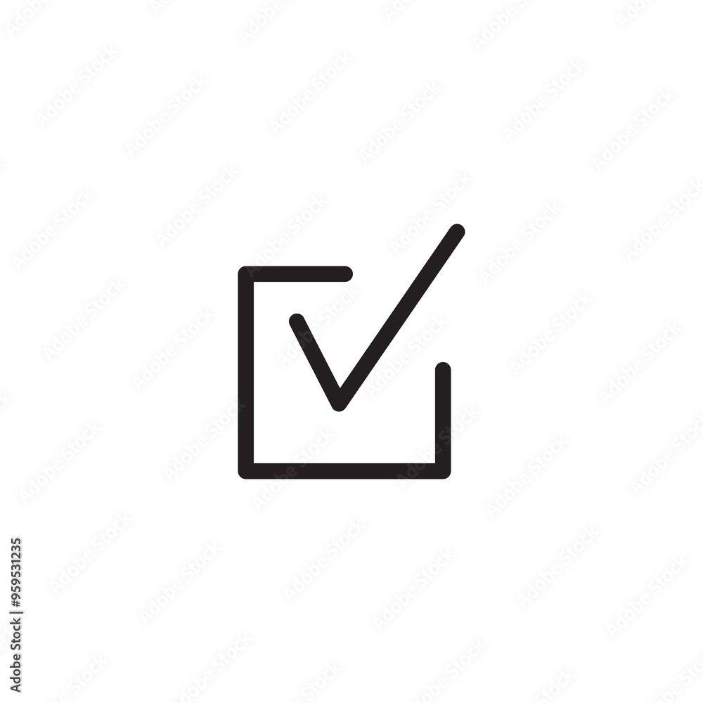 Aufkleber check icon vector, simple flat black linear illustration for web and app..eps