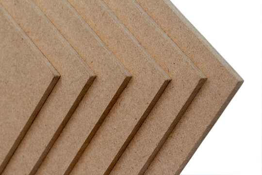 MDF board with white background, Medium Density Fiberboard (MDF), MDF board is a material that has good thermal and moisture resistance
