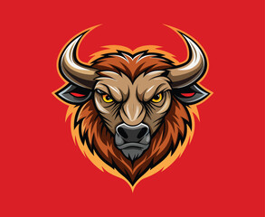 Bull logo vector. bull head logo design. bull head mascot logo. horn bull vector