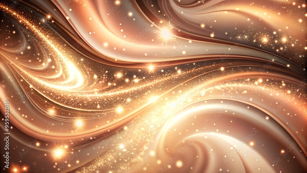 Aufkleber dynamic golden swirls with sparkling elements for a luxurious abstract background