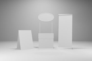 Three Different Sized Stand Mockups for Trade Show Booths
