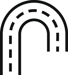 Simple black and white vector icon of a road marking showing a u turn