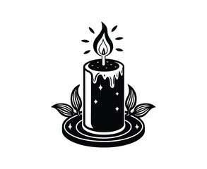 Candle silhouette, vector silhouette design, white background