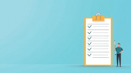 Weekly checklist with task icons, organized design, flat design illustration