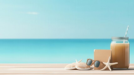 Vacation planner with beach icons, relaxing theme, flat design illustration