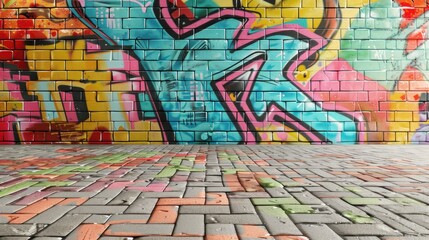 Obraz premium Urban graffiti wall background with colorful spray paint art