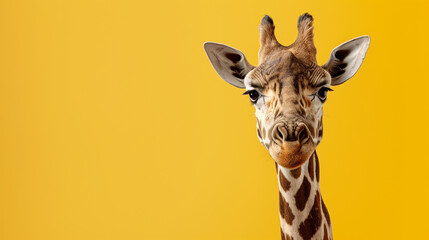 giraffe's head on a yellow background