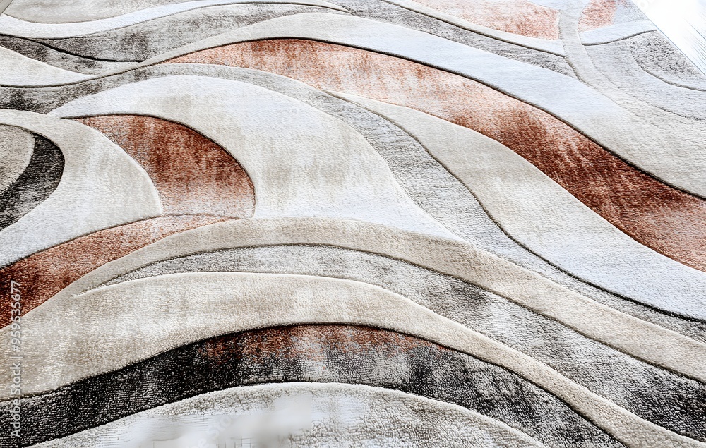 Poster 20. **full-size elegant rug design with a seamless pattern of delicate, flowing lines and muted colo