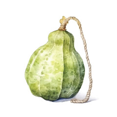 Naklejka premium Watercolor of Bitter gourd isolated white background