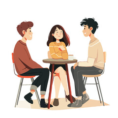 3 people who are discussing. Cute simple with vector illustrations