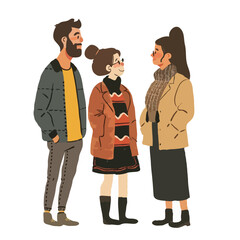 3 people who are discussing. Cute simple with vector illustrations
