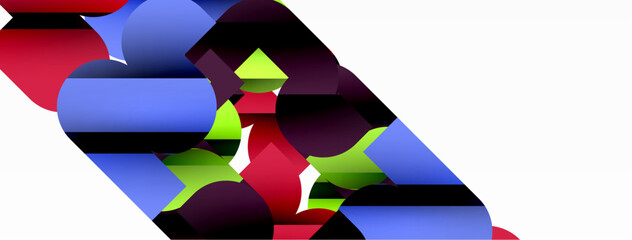 Colorful curve geometric shapes on white