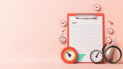 Goal planner with target icons, achievement theme, flat design illustration