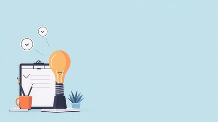 Goal planner with target icons, achievement theme, flat design illustration