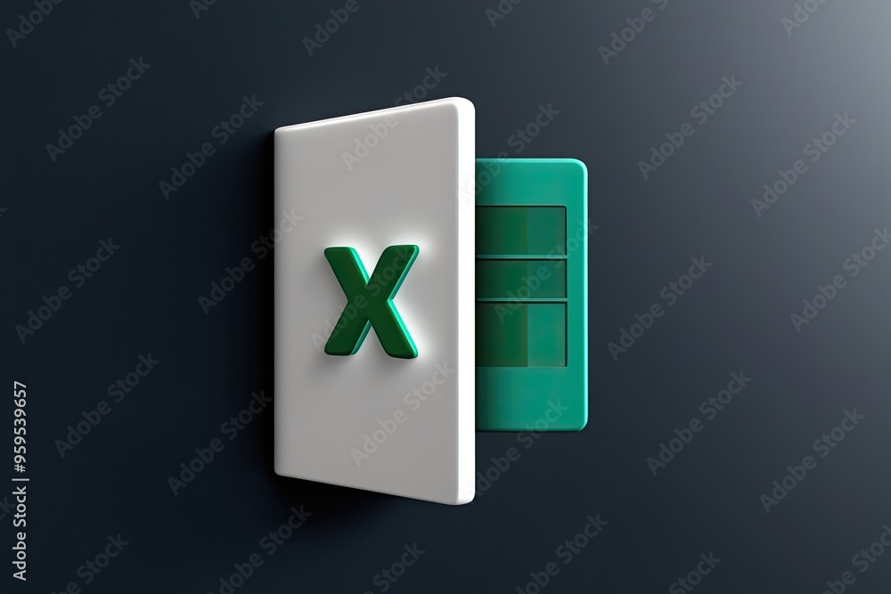 Poster elegant 3d excel application design on dark background
