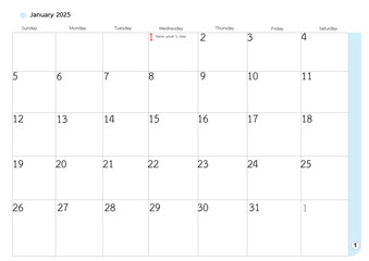 calendar  Template with days on white background