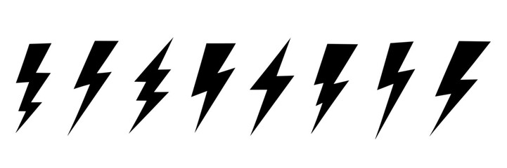 Set lightning bolt. Thunderbolt flat style - stock vector.