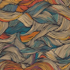 Seamless pattern of abstract waves with intricate, intertwining lines