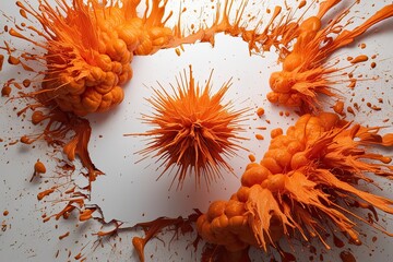 Dynamic Apricot Orange Explosion on Untidy White Background