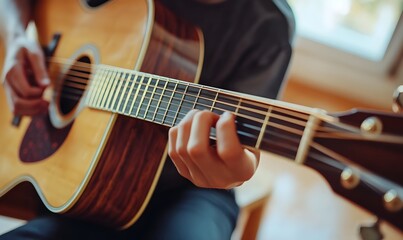 Obraz premium musician playing acoustic guitar, Generative AI 