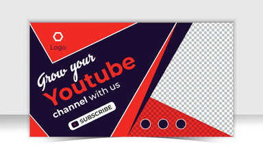 Corporate YouTube video thumbnail and social media post web banner template