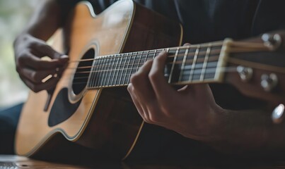 Obraz premium musician playing acoustic guitar, Generative AI 