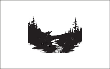 Obraz premium Summit Seeker Vector Black Design Mountain Mastery Black Vector Icon