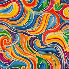 Obraz premium Seamless pattern of swirling abstract waves in vibrant, energetic colors