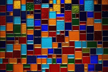 Colorful Abstract Mosaic Glass Background with Bright Textures and Vivid Light Effects