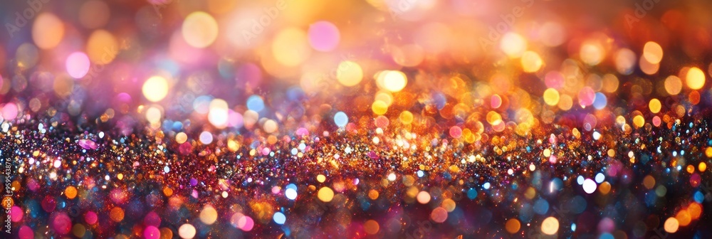 Poster a closeup view of a dazzling background filled with colorful sparkles, creating a lively atmosphere 