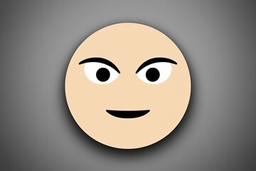 Fototapeta premium Neutral Face Emoticon with Flat Eyebrow Expression for Emotional Communication
