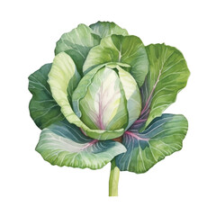 Watercolor of cabbage isolated white background