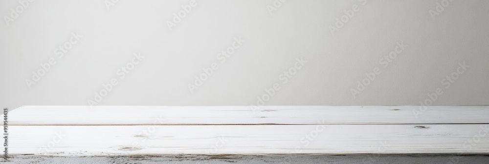 Poster a clean, smooth white wooden table surface reveals subtle grain patterns under soft natural light, e