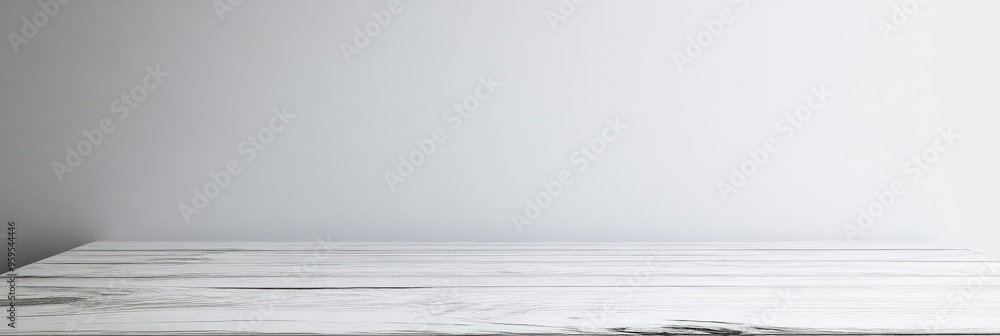 Poster a clean and smooth white wooden table surface features subtle grain patterns, creating an inviting a