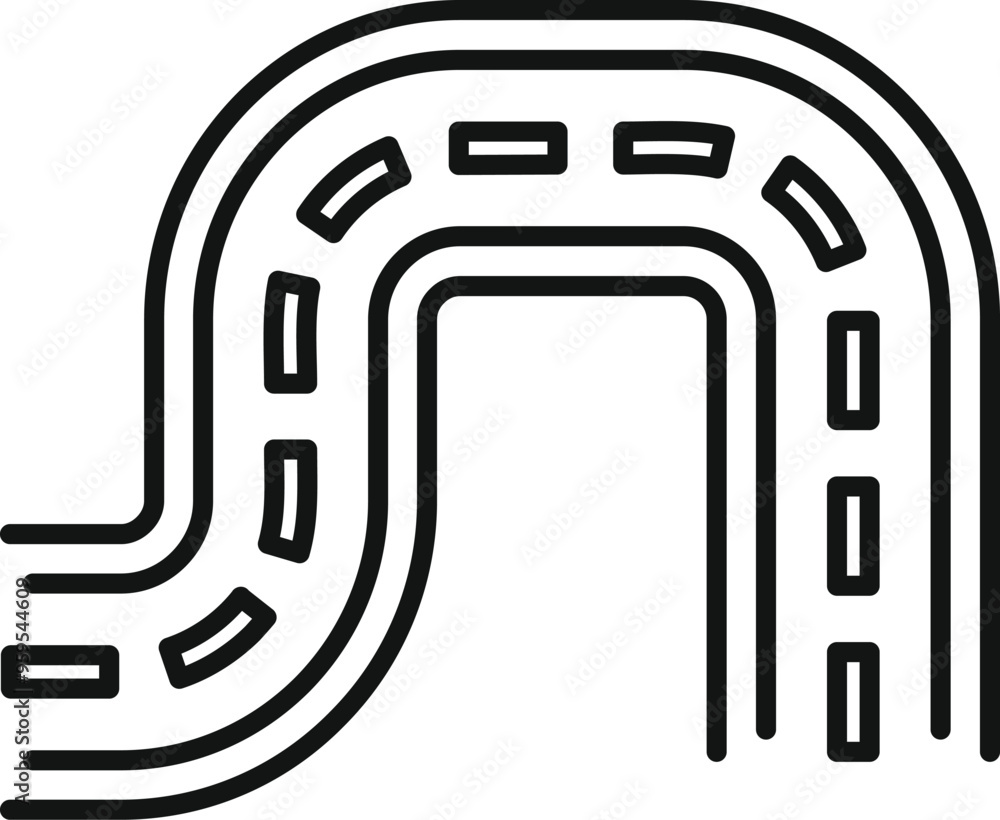 Poster Winding road making u turn overpass icon, outline style