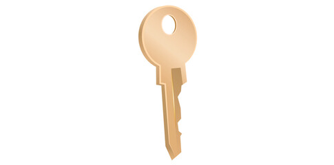 Realistic Golden Key Icon, Safety Lock Key Symbol For Web Design Logo App Vector Illustration.	