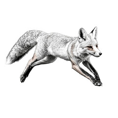 Obraz premium An outline of a leaping fox in a dynamic pose, background isolation, full depth of field