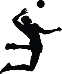 Men volleyball player silhouette illustration. People pose when playing volleyball.