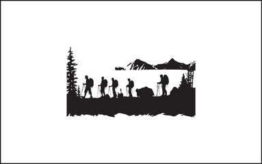 Obraz premium Summit Seeker Vector Black Design Mountain Mastery Black Vector Icon
